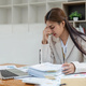 Business women are stressed while working on laptop and pile of documents, Tired businesswoman with - PhotoDune Item for Sale