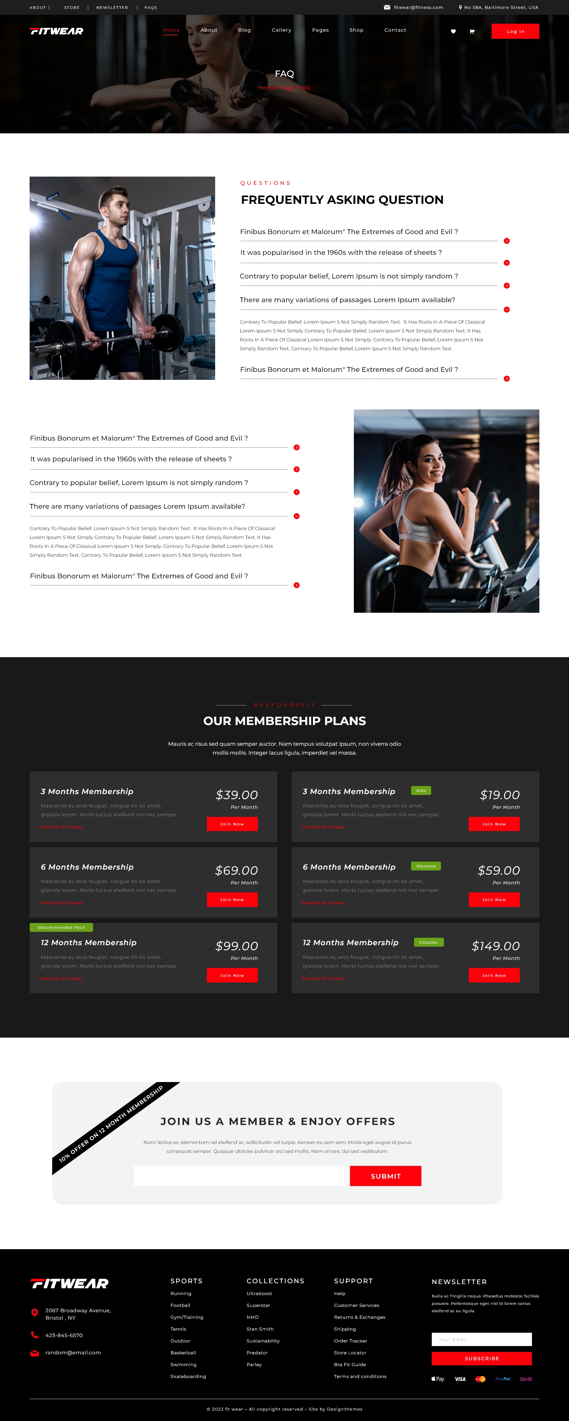 Fitwear - Outdoors Sports Clothing Store & Fitness Shop Website Adobe XD  Template