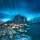 Northern lights in Hamnoy, Lofoten Islands, Norway. Aurora - PhotoDune Item for Sale