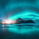 Northern Lights and beach in Lofoten islands, Norway. Aurora - PhotoDune Item for Sale