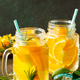 Refreshing summer berry Lemonade, lemon mint Tea and orange Lemonade with rosemary. Copy space. - PhotoDune Item for Sale