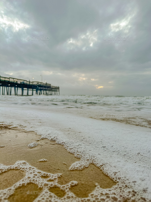 Waves rolling in at Sandbridge - Stock Photo - Images