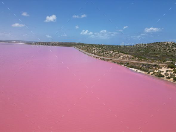 Beautiful view of Pink Lake. Lake Hillier, Western Australia.