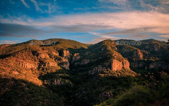 Landscape of Canon de la Garita, Sierra Penjamo on a sunny day in Guanajuato, Mexico - Stock Photo - Images