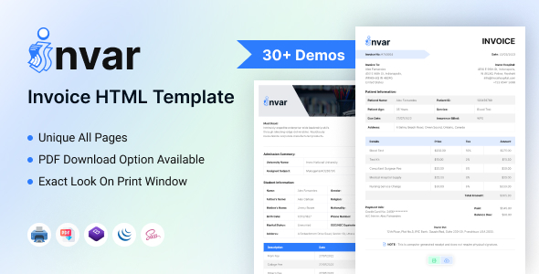 Exceptional Invar – Invoice HTML Template