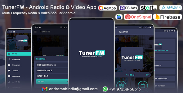 TunerFM Android Radio Live TV App (Multi Frequency) by AndroMOB