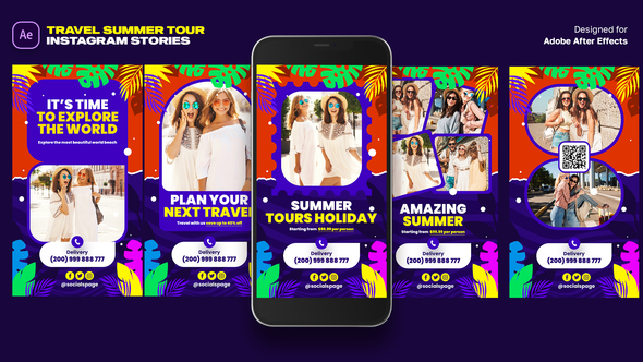 Travel Summer Tour Instagram Stories Product Promo template preview