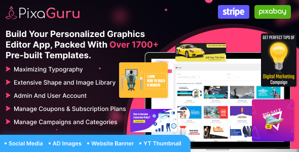 PixaGuru  SAAS Platform to Create Graphics, Images, Social Media Posts, Ads, Banners, & Stories
