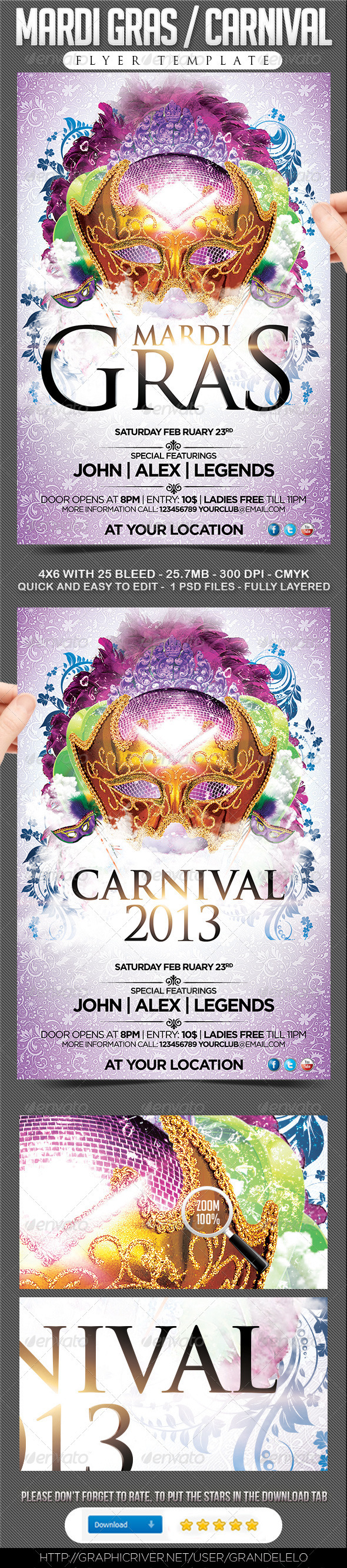 Mardi Gras / Carnival Flyer - Events Flyers