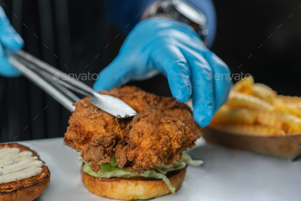 Preparation of Crispy Fried Chicken. - Stock Photo - Images