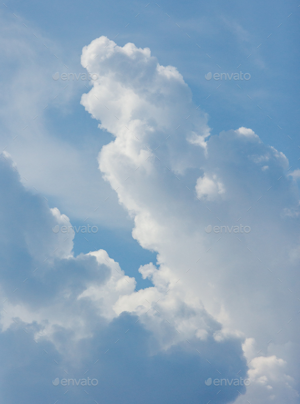 white cumulus clouds on blue sky weather and nature. rain and thunderstorm - Stock Photo - Images