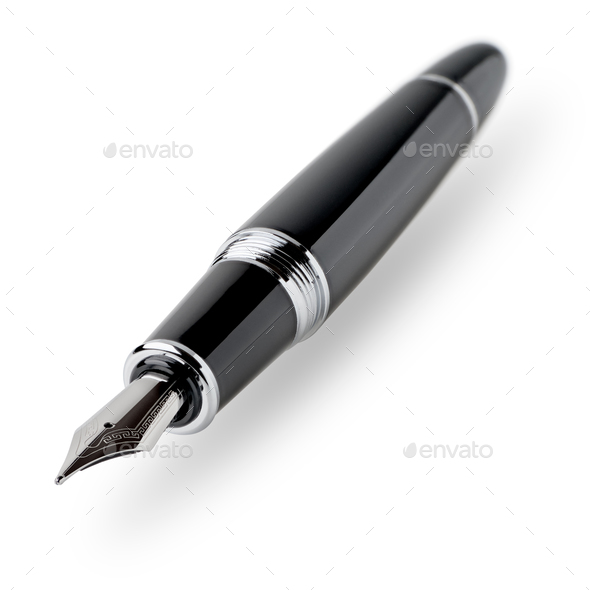Black and silver fountain pen - Stock Photo - Images