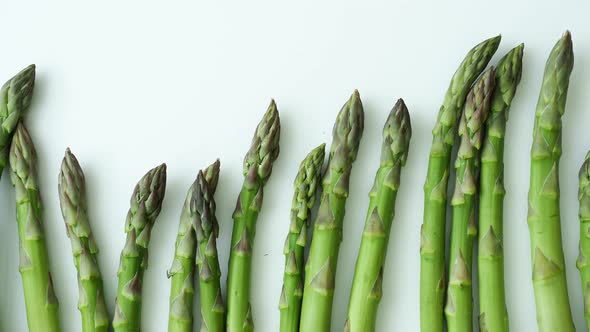 Fresh asparagus officinalis on white background	