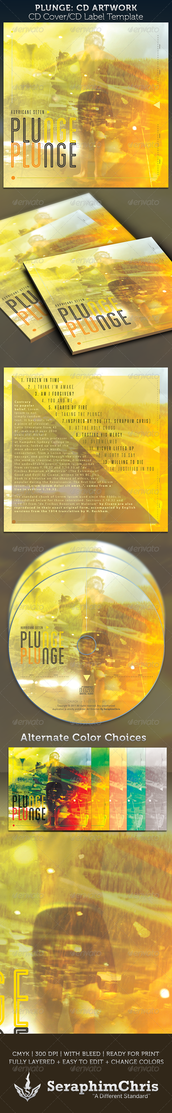 Plunge CD Cover Artwork Template - CD & DVD Artwork Print Templates