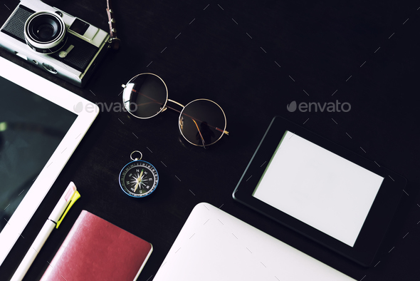 Flat lay of business accessories on desk. Stock Photo by Kundoy