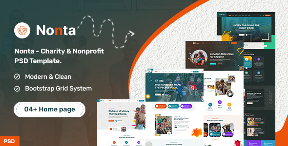 Nonta - Charity & Nonprofit PSD Template.