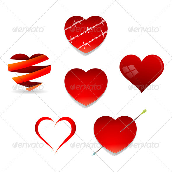 Set of Valentine Hearts - Valentines Seasons/Holidays