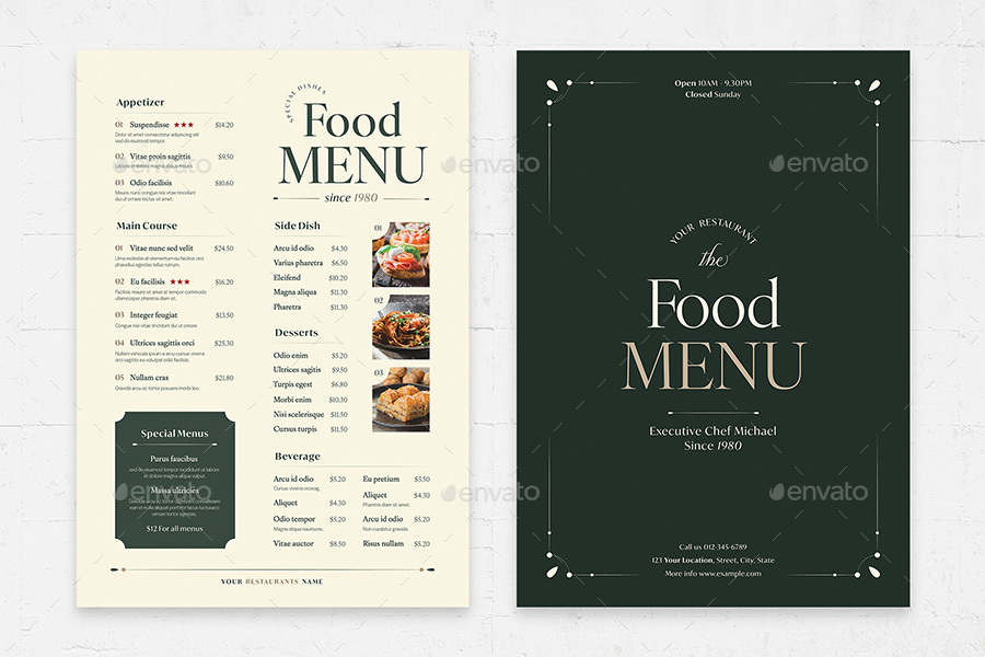 Elegant Menu Template, Print Templates | GraphicRiver