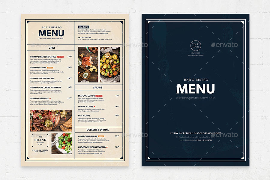 Bar and Bistro Menu Template, Print Templates | GraphicRiver