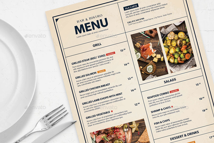 Bar and Bistro Menu Template, Print Templates | GraphicRiver