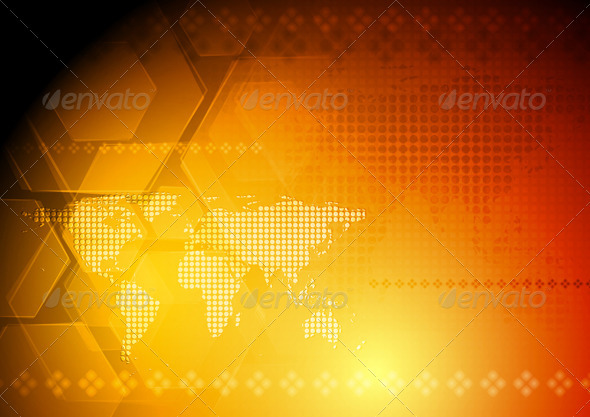 Vector hi-tech background with world map - Technology Conceptual