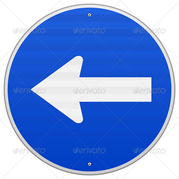 Blue Sign with Arrow Left - Objects Vectors