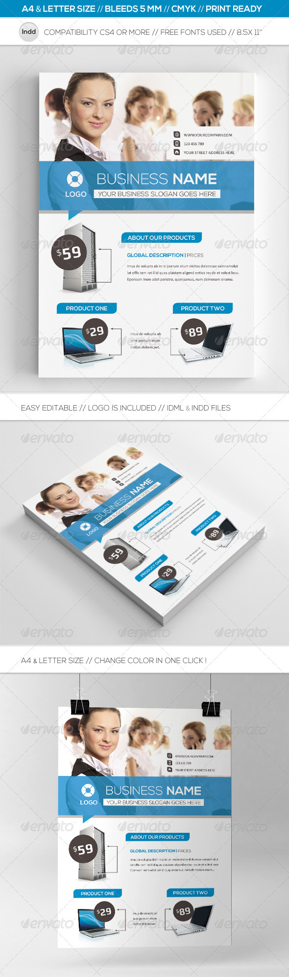 Business Commerce Flyer Template A4 & Letter - Corporate Flyers