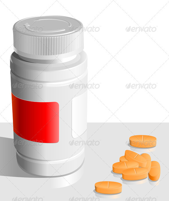 Vector orange tablets  around the banks for drugs