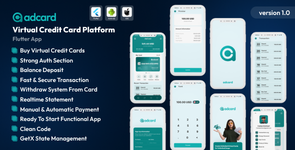 AdCard - Virtual Credit Card Platform Flutter App