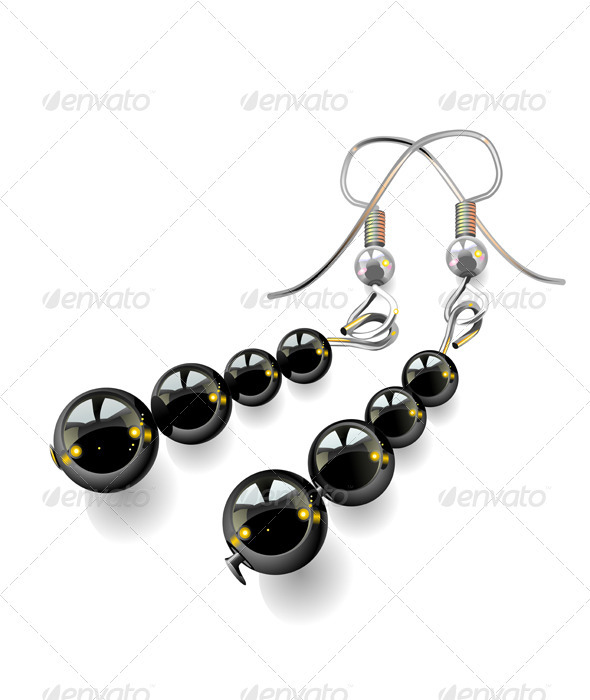 Vector women's jewelry, earrings with black stones
