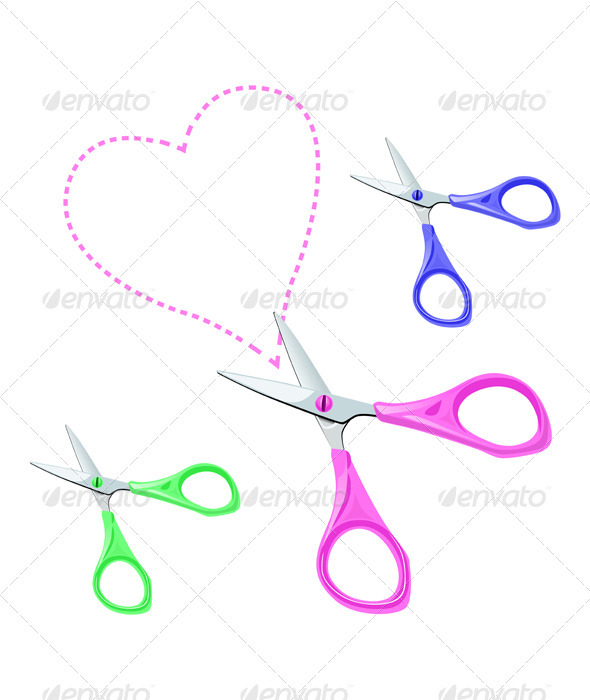 Vector colorful scissors on a white background