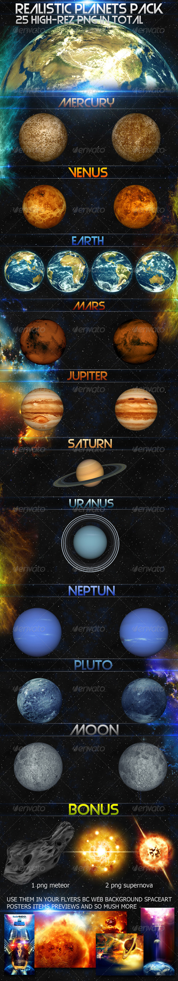 Realistic planets pack - 3D Backgrounds