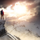 Adventurous Man Standing on top of Mountain Cliff. Exteme Adventure Composite - PhotoDune Item for Sale
