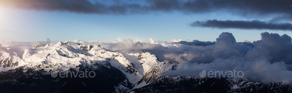 Aerial Panoramic View of Canadian Mountain Landscape. Squamish, British Columbia, Canada - Stock Photo - Images