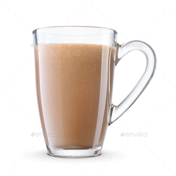 Cup of tea with milk / Coffee milk in glass cup with clipping path