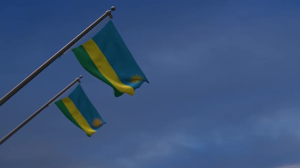 Rwanda Flags In The Blue Sky - 2K