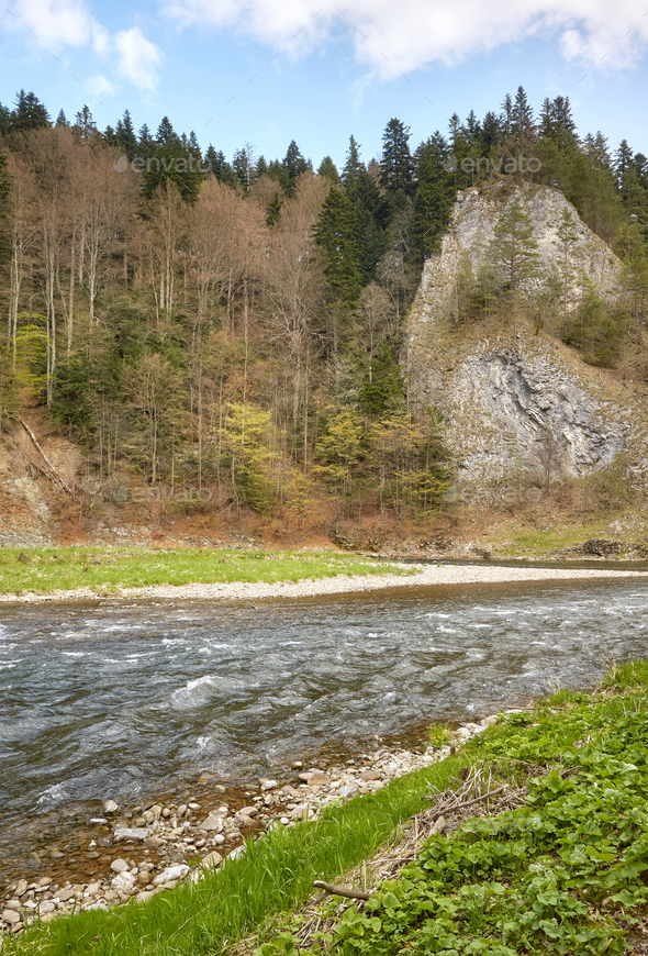 Dunajec River in Pienin Mountains, Poland. - Stock Photo - Images