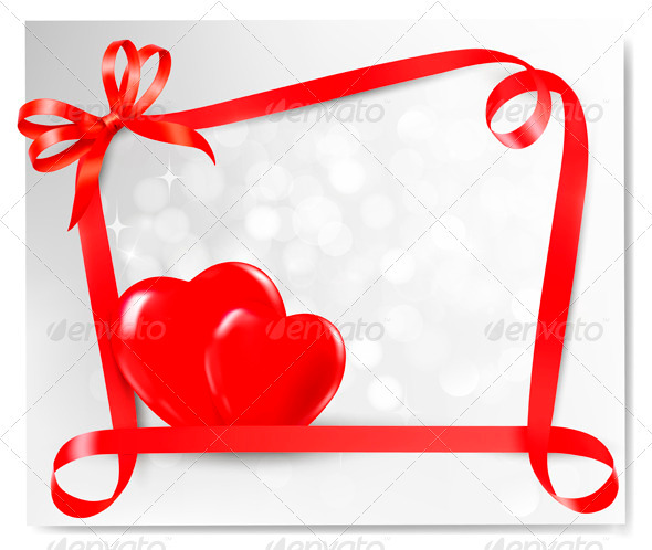 Valentine background with two red hearts - Valentines Seasons/Holidays