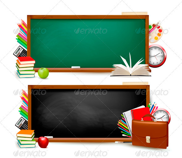 Back to school. Two banners with school supplies - Backgrounds Business
