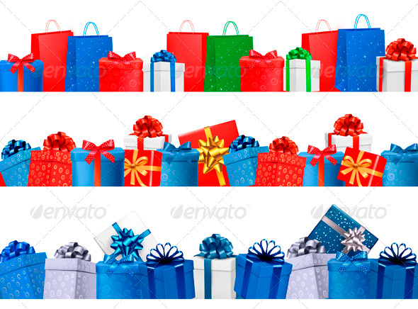 Set of shopping banners with gift colorful boxes - Commercial / Shopping Conceptual