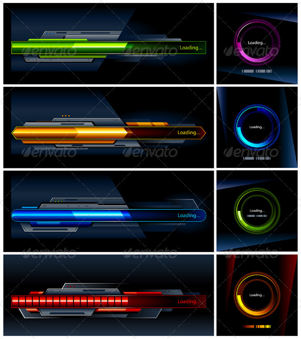 Vector set of high-tech progress indicators - Vectors
