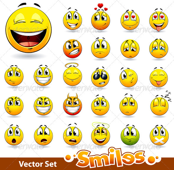 Vector set of cute smile-balls - Vectors