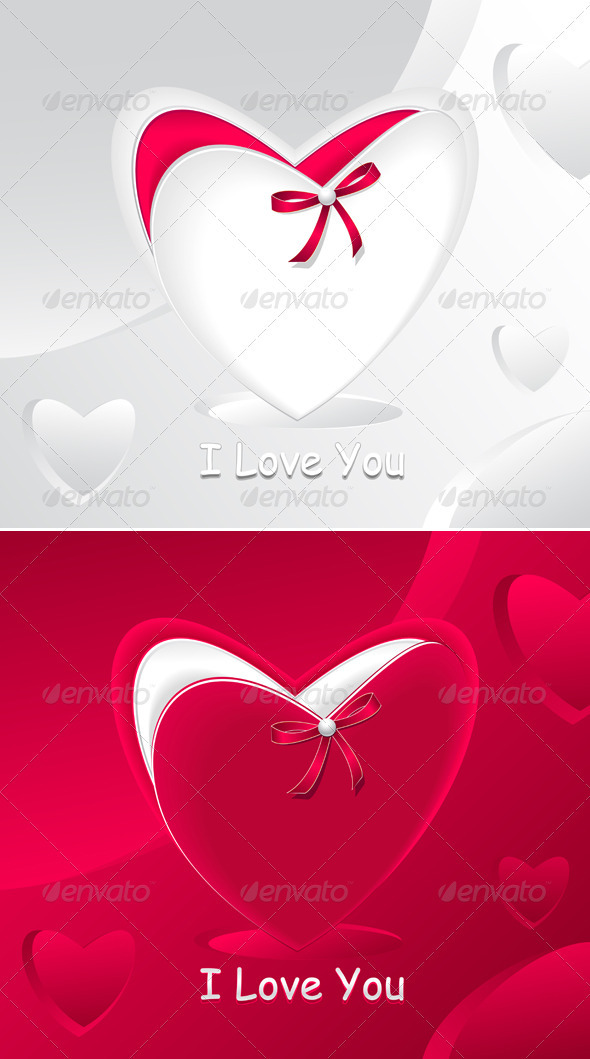 Gift in form heart and with red bow pearl - Seasons/Holidays Conceptual
