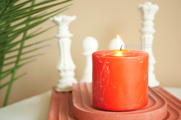 red color candles slowly burning  - Stock Photo - Images