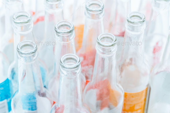 Empty glass bottles for recycling - Stock Photo - Images