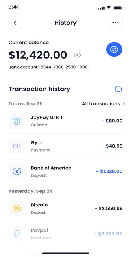 JoyPay ANDROID + IOS + FIGMA | UI Kit | Flutter | Fintech - Finance ...