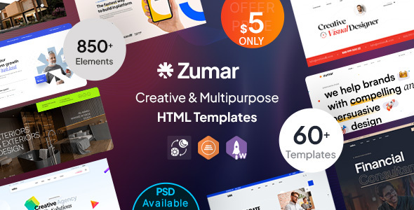 Exceptional Zumar - Creative & Multipurpose HTML Template