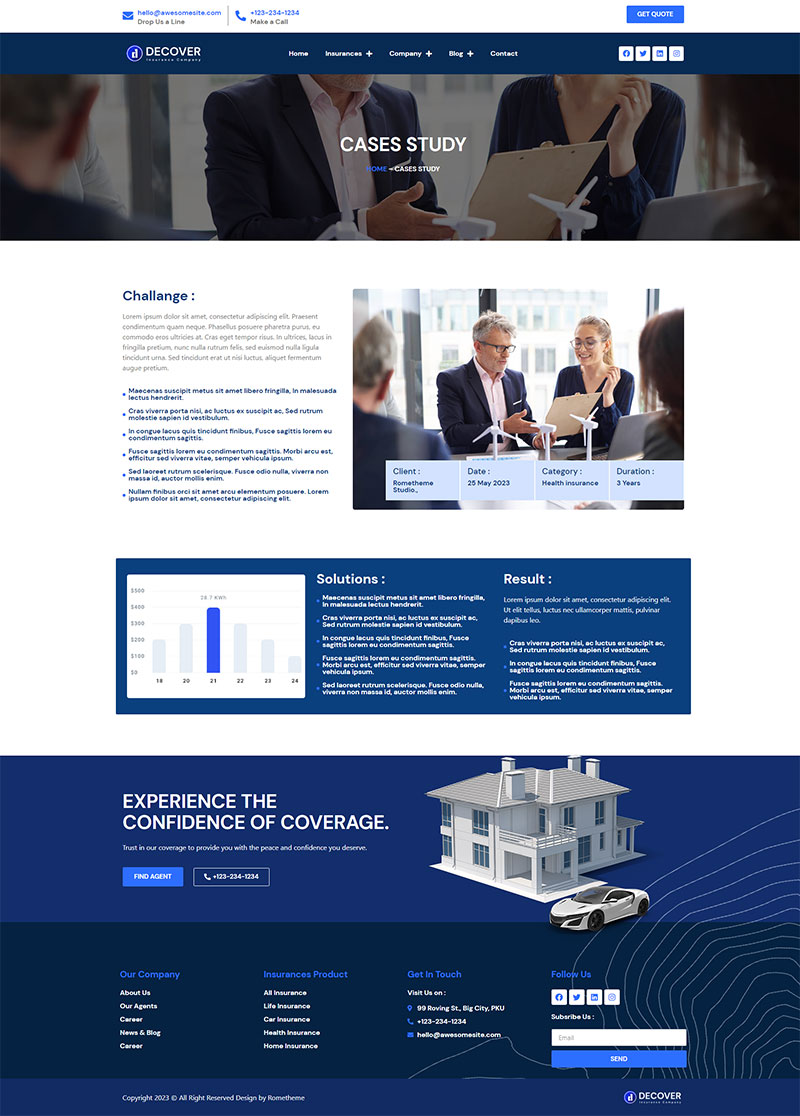 Decover - Insurance Company Elementor Pro Template Kit by Rometheme