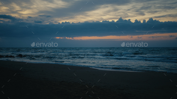 Ocean Waves at blue hour - Stock Photo - Images