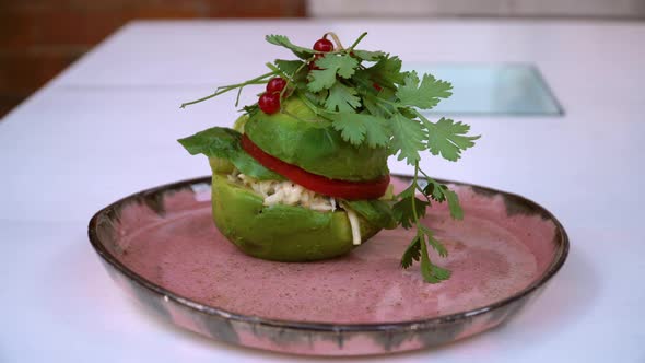Raw Food Burger with Avocado and Celery